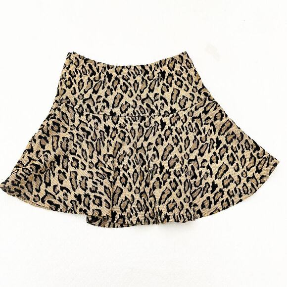 Free People Leopard Animal Print Patterned Flare Skater Skirt Size 12 - Picture 4 of 5